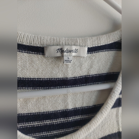 Madewell Striped Sweater Tank Preppy Casual Nautical Large Beach - Picture 4 of 5